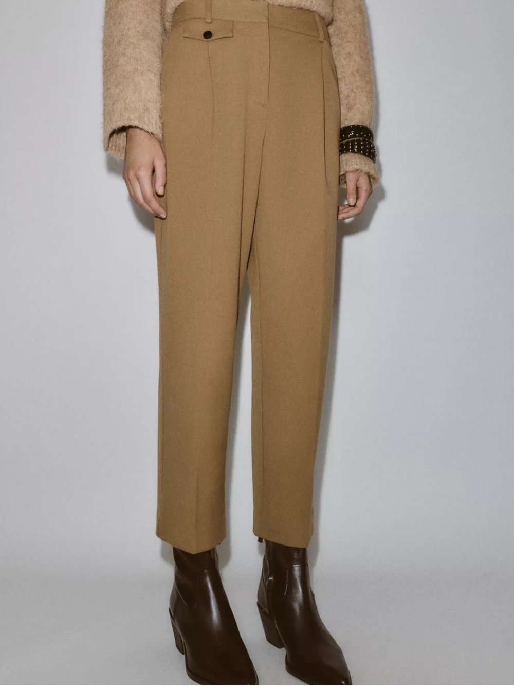 Zara NWT tan straight leg trousers 8741/360